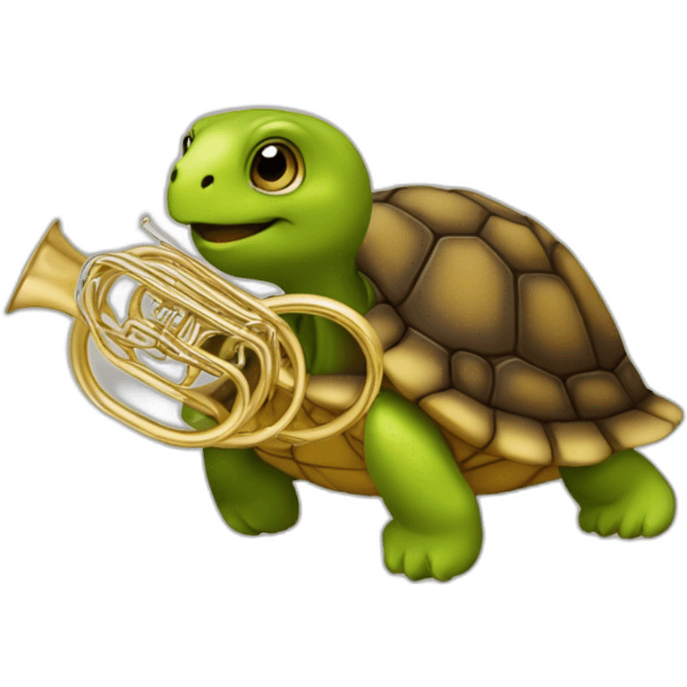 Une tortue avec un tuba  emoji