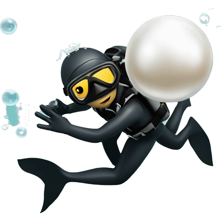 Scuba diver finds a pearl in the ocean emoji