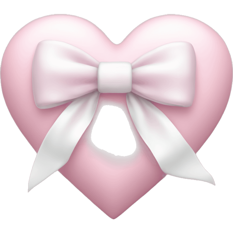 Pastel pink heart with white bow emoji