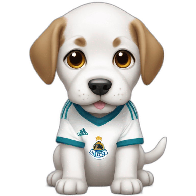 Puppy with a white real madrid shirt emoji