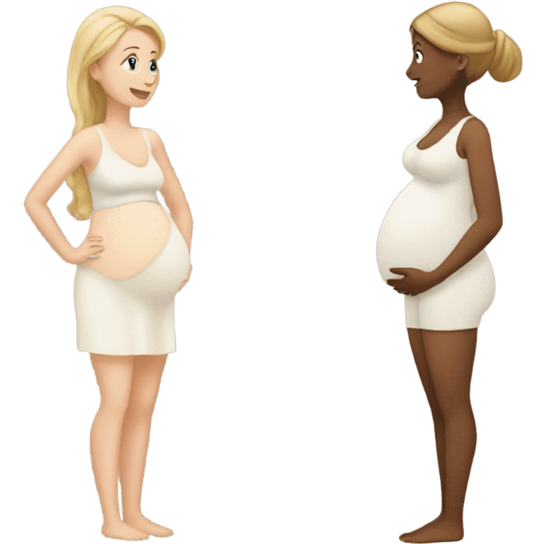 2 pregnant women talking - one white and one tan emoji