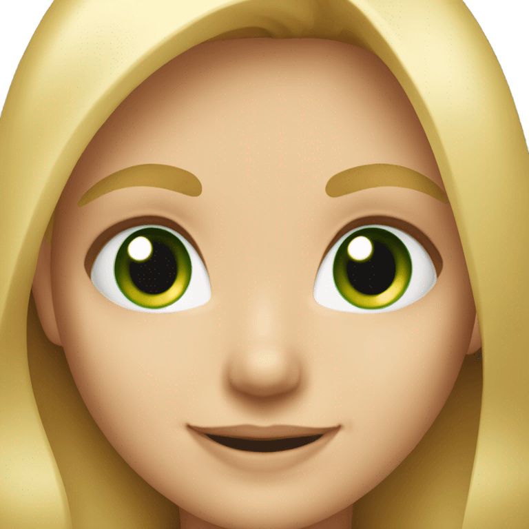 blonde girl portrait smiling green eyes emoji