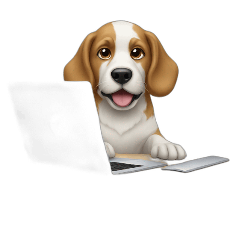 Dog using a macbook emoji