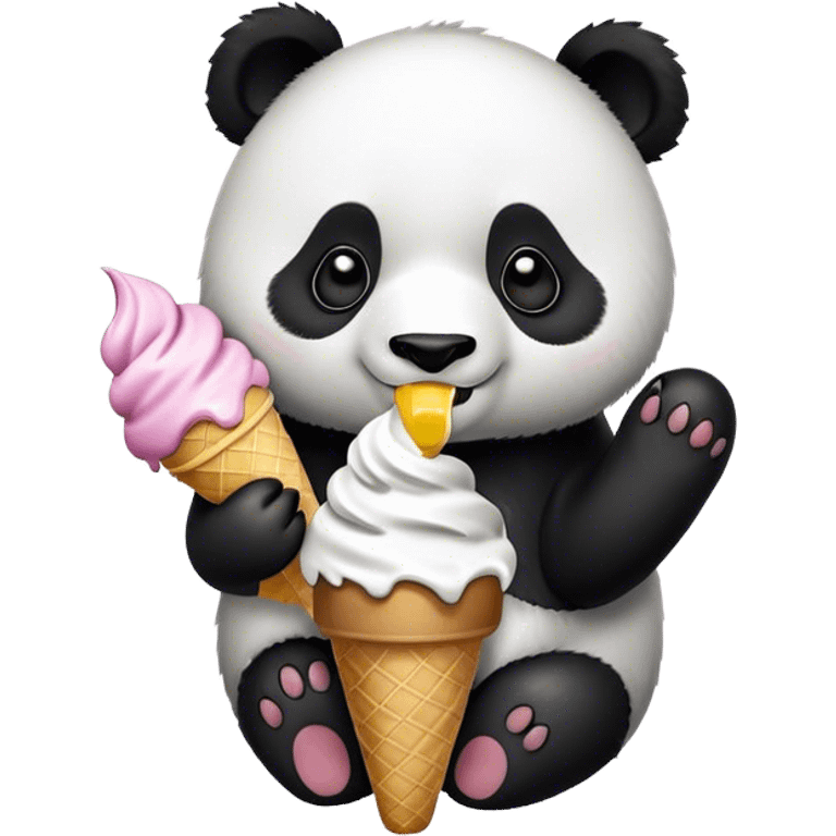 Panda eating ice cream emoji