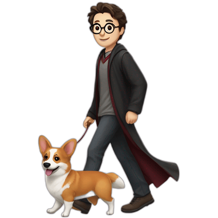 Harry potter walking a corgi emoji