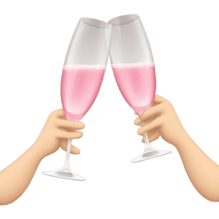 champagne glasses with pink champagne giving cheers with hands emoji