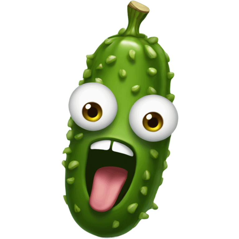 pickle with crazy face emoji