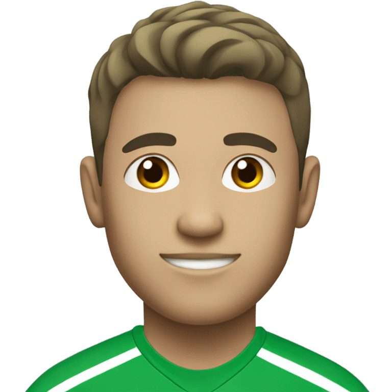 A soccer player with a green shirt with white skin color  emoji