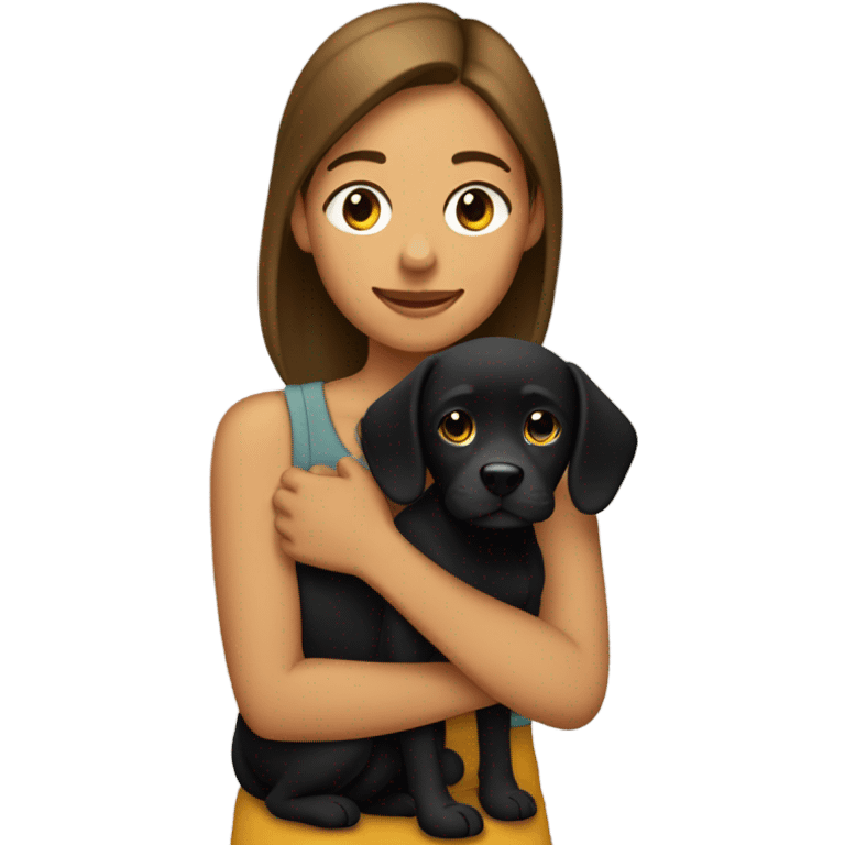 Muchacha con perrito negro  emoji