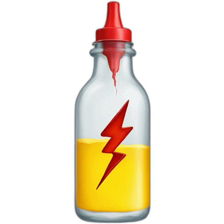 Small yellow and red bottle with lightning bolt emoji