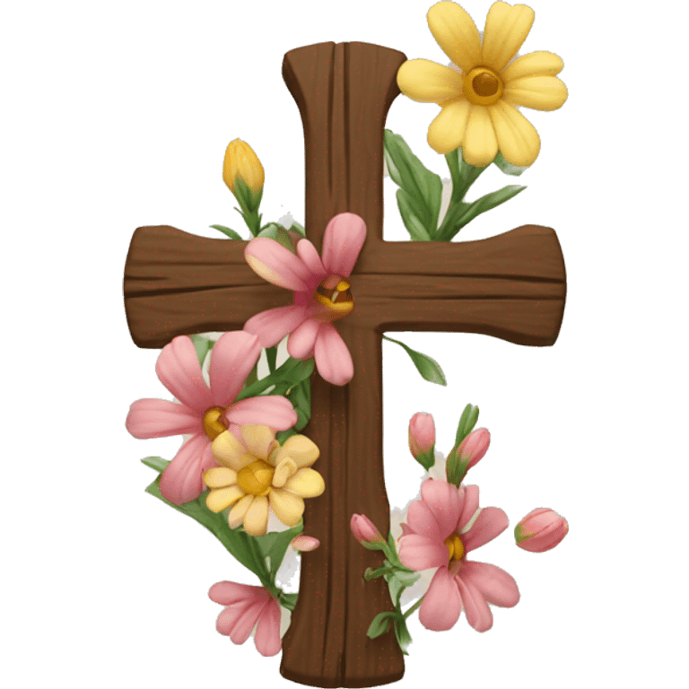 cross with flowers on it  emoji