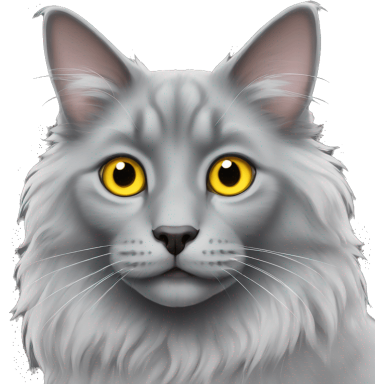 Fluffy Nebelung cat with yellow eyes emoji