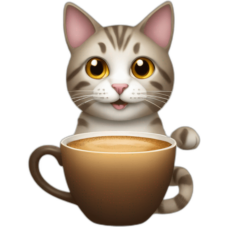 cat with coffee emoji