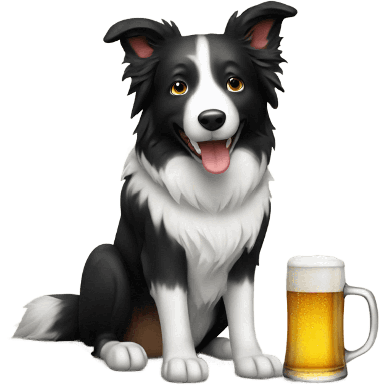 Border collie drinking a beer  emoji