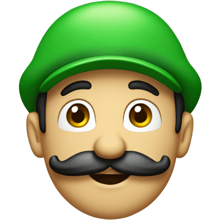 Super Mario bros emoji Luigi green hat only head black mustache emoji