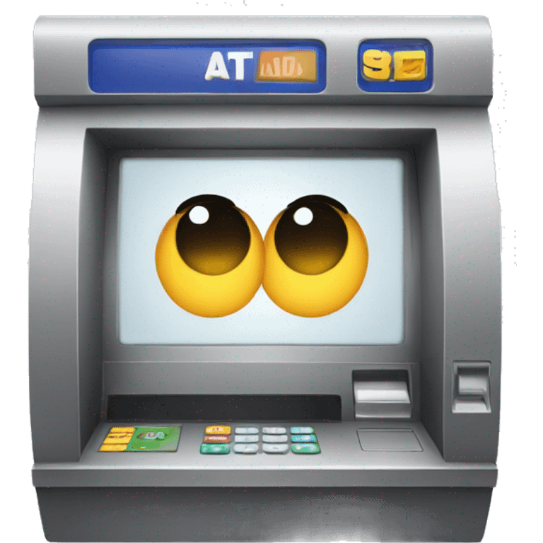 ATM machine with crossed eyes emoji