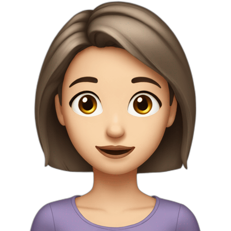 young girl, short hair, brown hair, winking face, silver earrings, brown eyes, thin eyebrows emoji