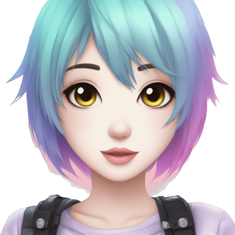 Cute Edgy Pastel Gradient Beautiful Anime Emo CatLady emoji