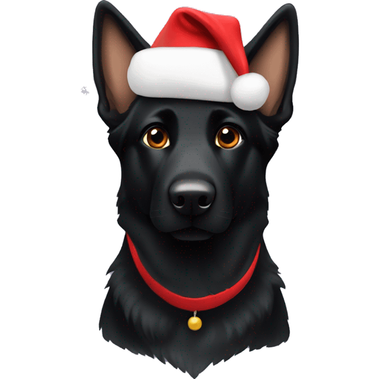 black german shepherd with christmas hat emoji