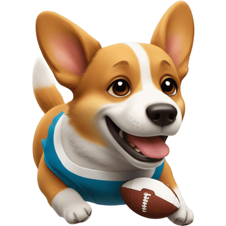 Corgi scoring a touchdown  emoji