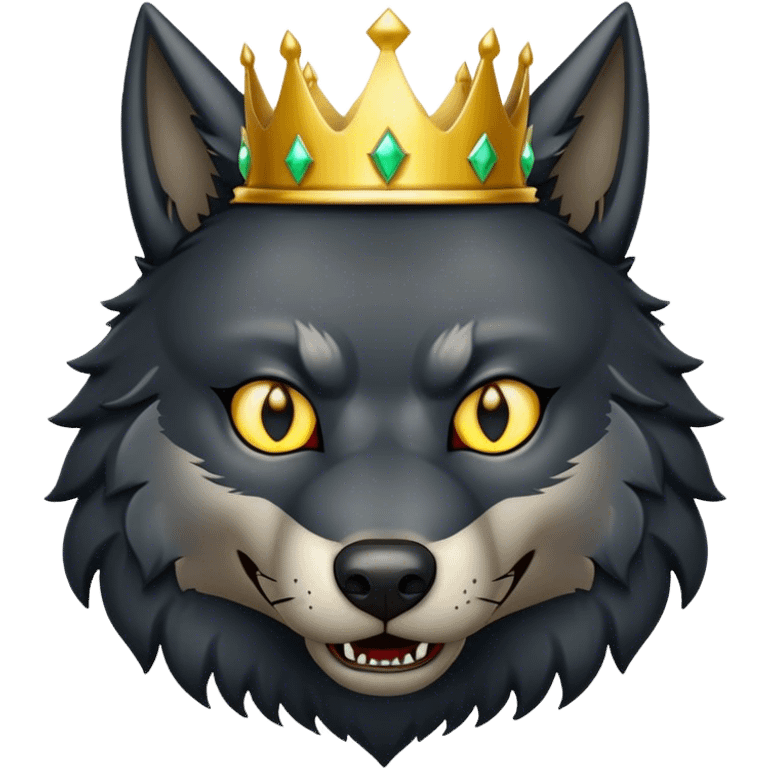 Scary Evil Black Wolf with Gold Crown emoji