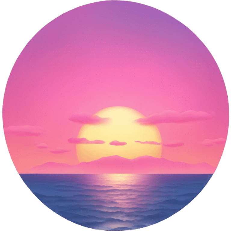 pink sunset in the sky overlooking the beach emoji