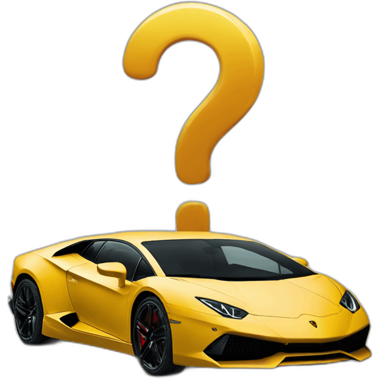 a question mark next to a Lamborghini emoji