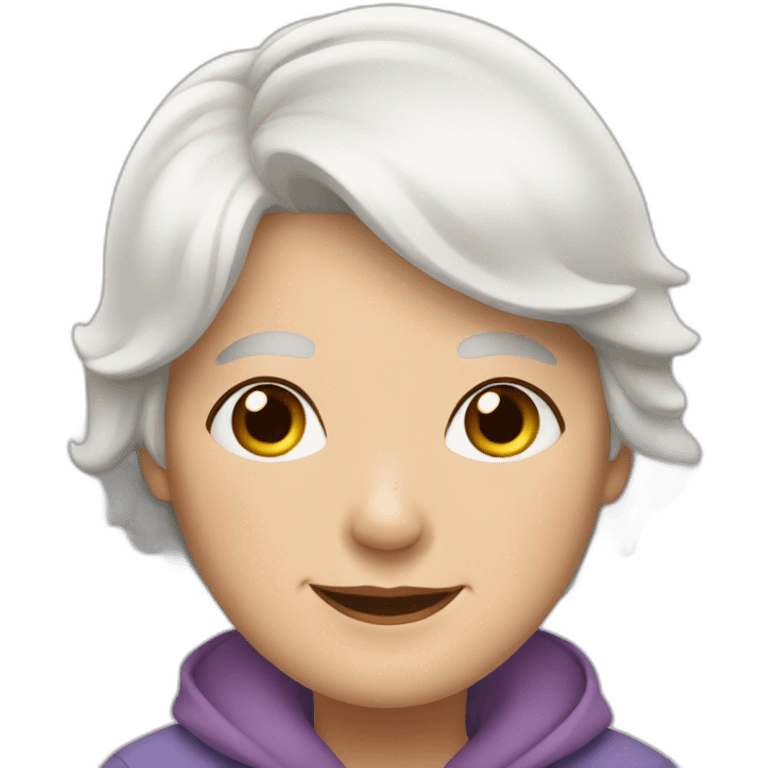 grandmother with white hair and grandchildren with brown hair emoji