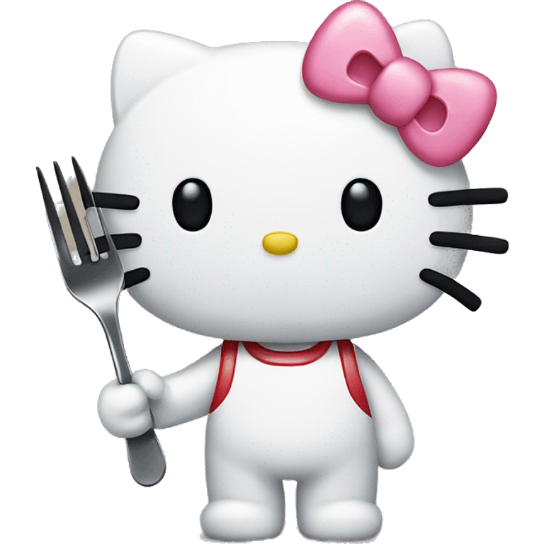 Hello kitty holding a fork emoji