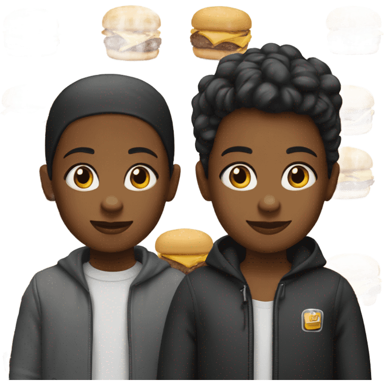 2 black Twin brothers and 2 white twin sisters. At McDonald’s  emoji