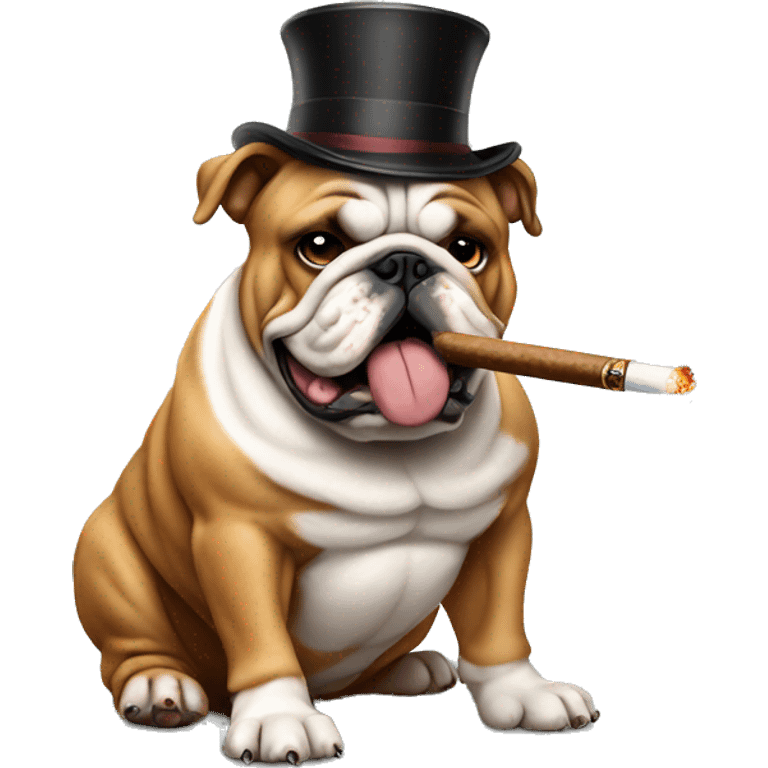 English bulldog smoking cigar emoji