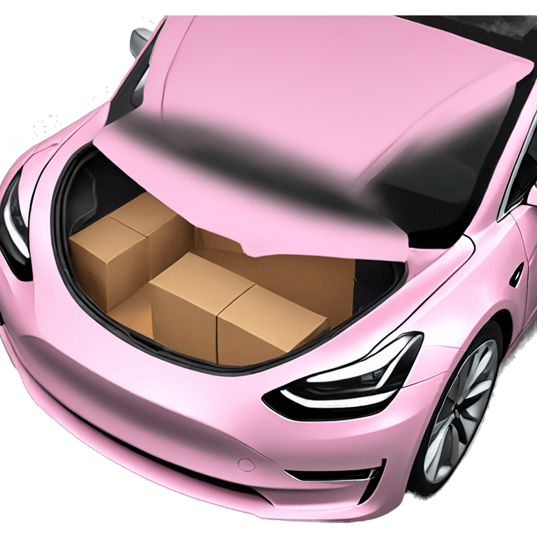 Pink Tesla model 3 open trunk emoji