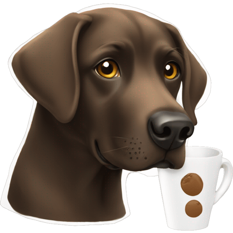 Labrador drinking coffee emoji