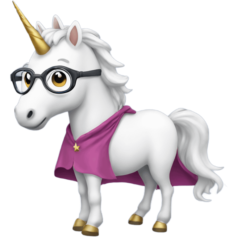 Unicorn wearing a cape and glasses  emoji