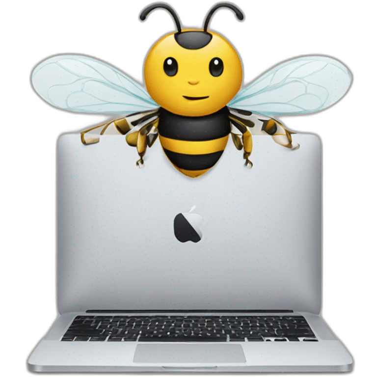 a bee working on a macbook emoji