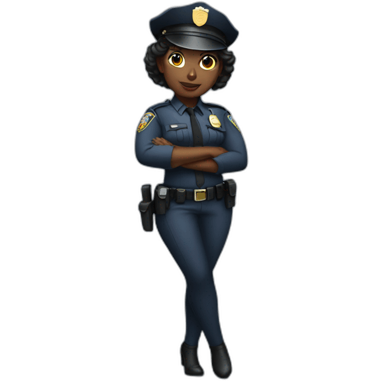 black police woman officer with tied hair dancing emoji