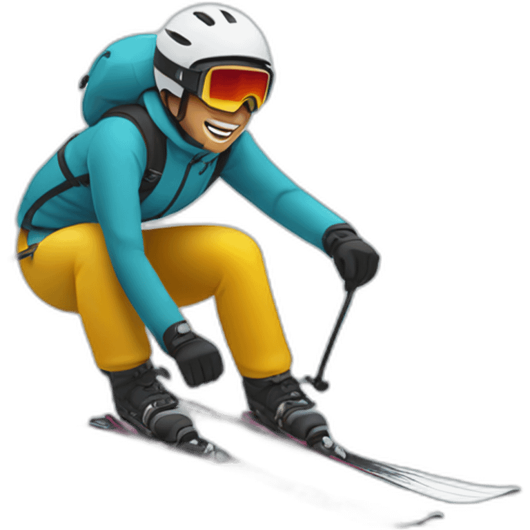 Skier from side riding down a hill emoji