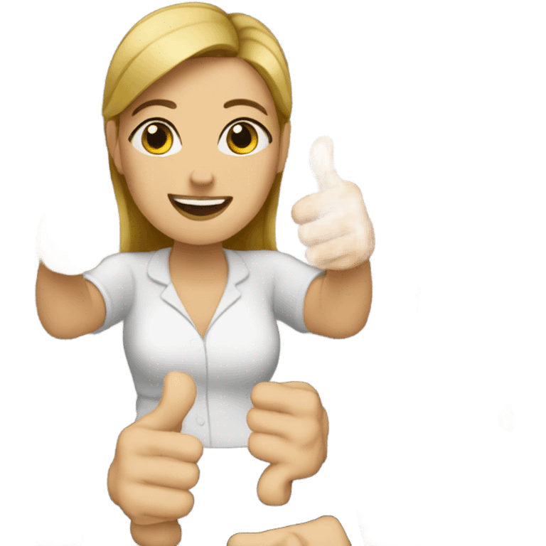 Woman with a lot of thumbs up emoji