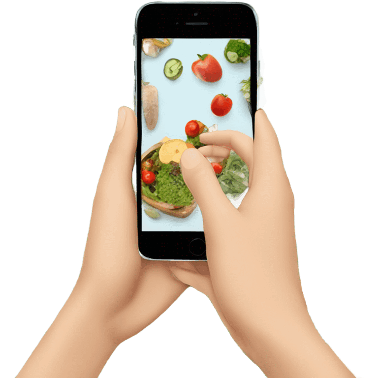 hand taking picture of healthy food emoji