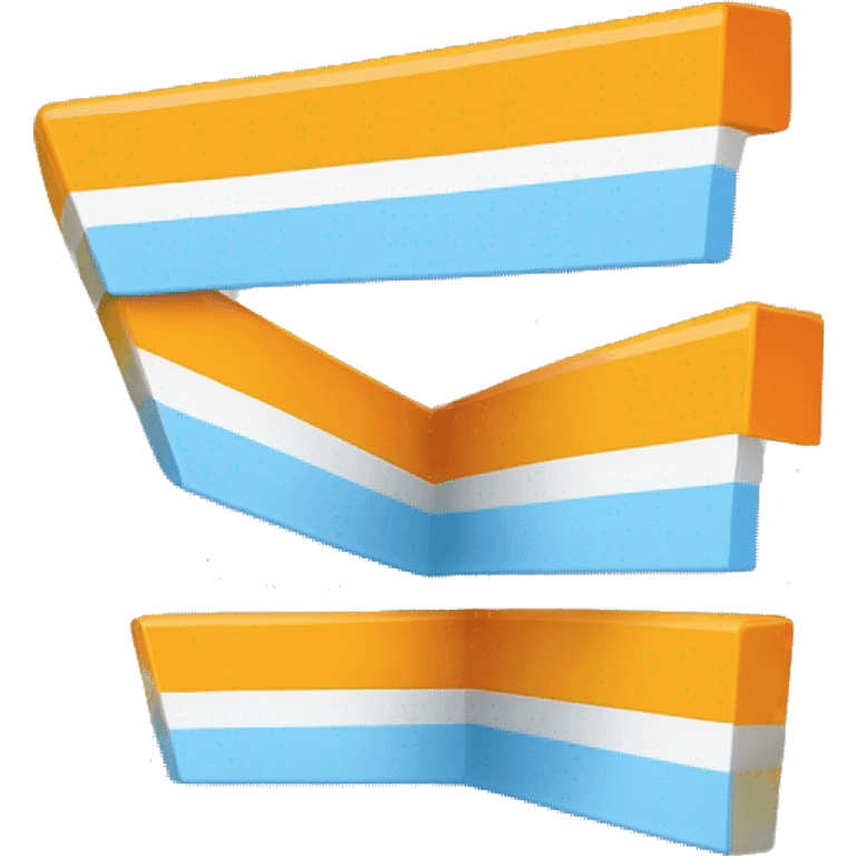  Thick straight lines going left to right. One Orange stripe on top , one yellow stripe underneath the orange, one white stripe underneath the yellow, one light blue stripe underneath the white, one dark blue stripe on the bottom  emoji