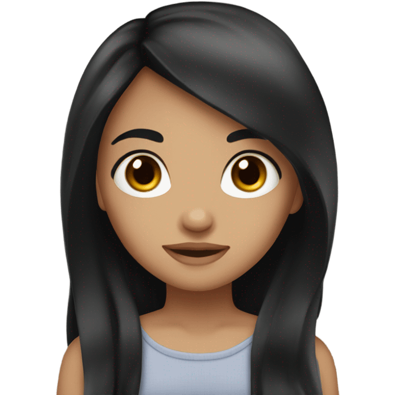 Long black haired girl with brown eyes emoji