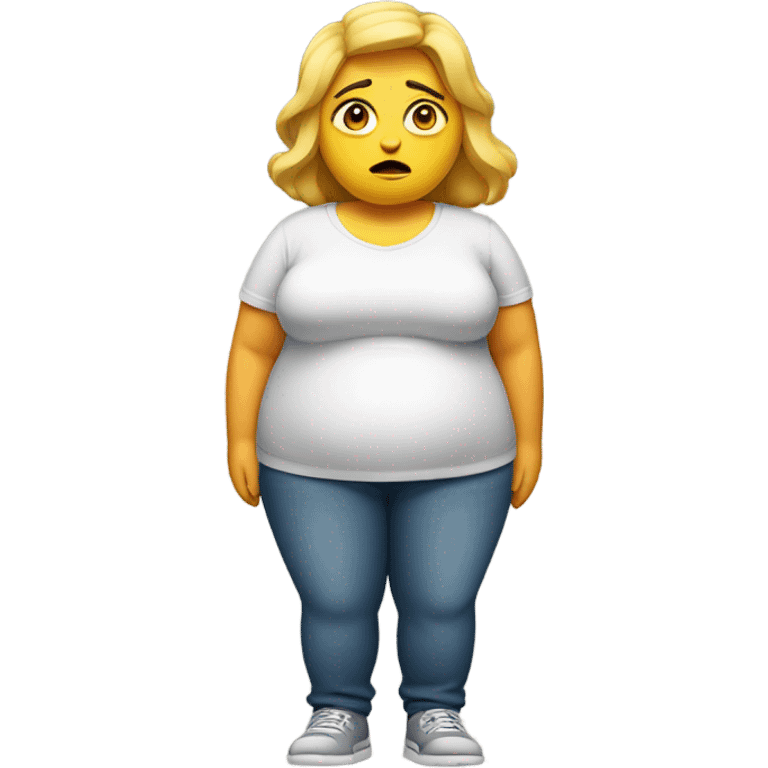 fat woman full body looking concerned emoji