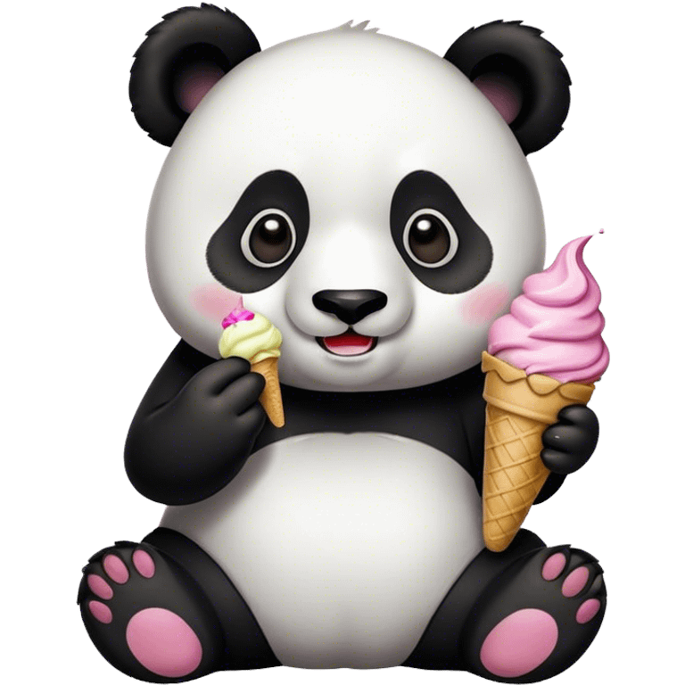 Panda eating ice cream emoji