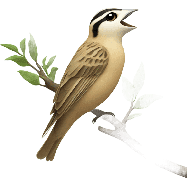 A lark sings while sitting on a branch emoji