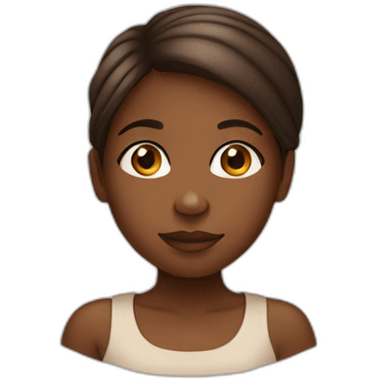 black girl with brown hear emoji