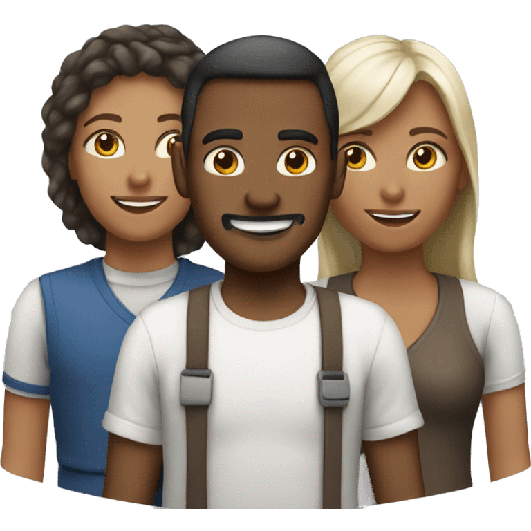 three to five people, different skin tone and look. let them be centered in a circle and look like employes emoji