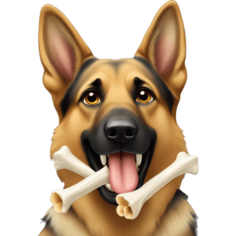 German shepherd chewing a bone  emoji