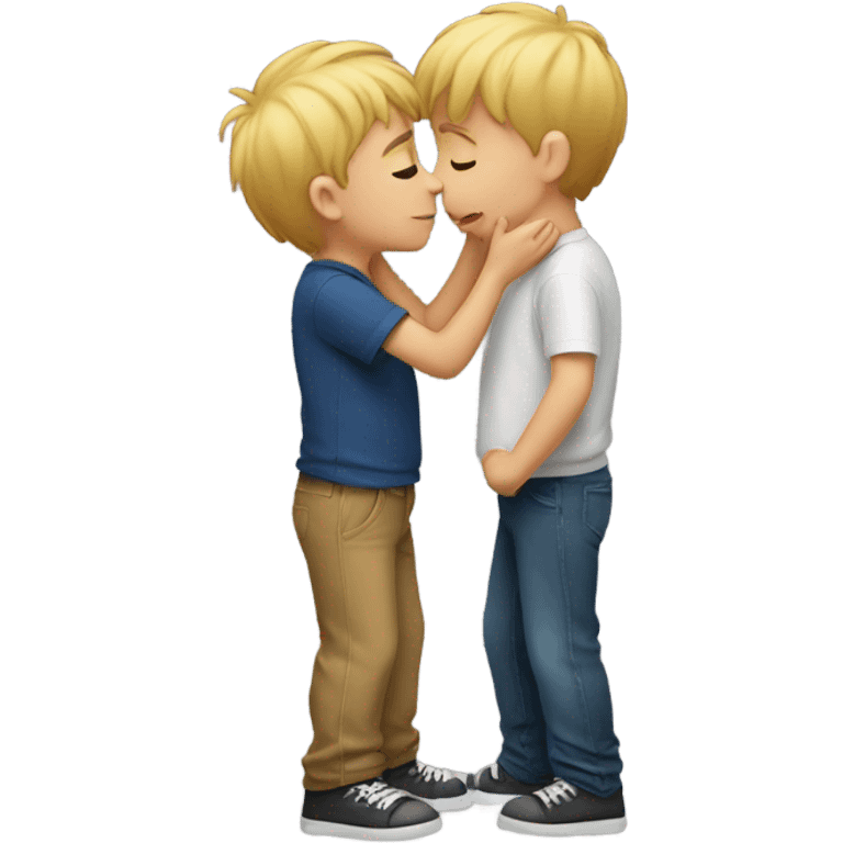 Two boys smooching emoji