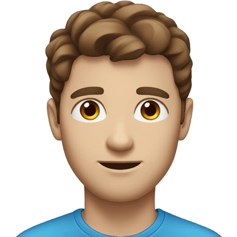 man with brown hair and blue eyes standing on a beach  emoji