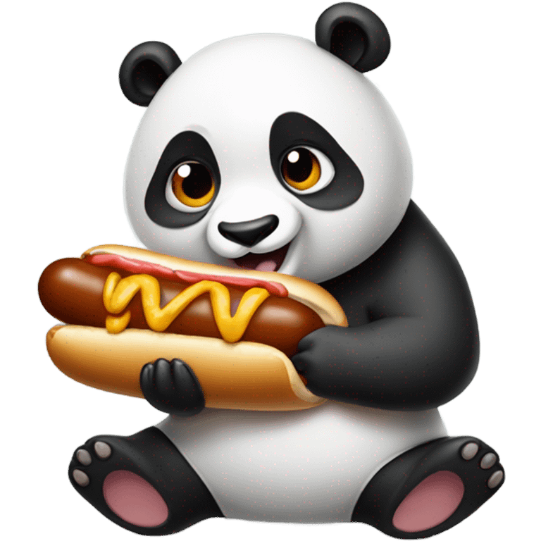 Panda eating a hot dog emoji